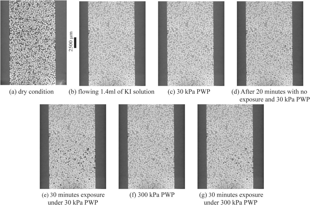 Influence of X-Ray beam exposure on the development of gas bubbles during triaxial testing of sand using 3D synchrotron micro-computed tomography