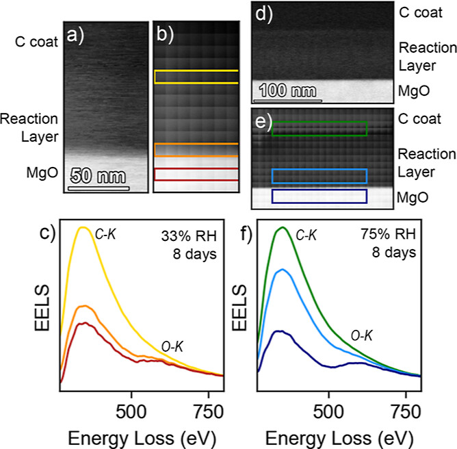 Reaction Layer Formation on MgO in the Presence of Humidity