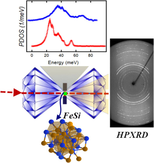 Effect of Pressure on Crystal Structure and Phonon Density of States of FeSi