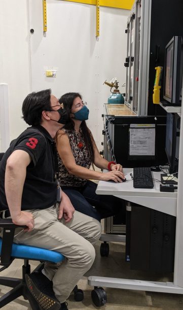 Barbara Lavina and Young Jay Ryu loading DACs.